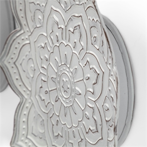 miranda set of 2 stamped white/ gray metal lotus flower wall decor