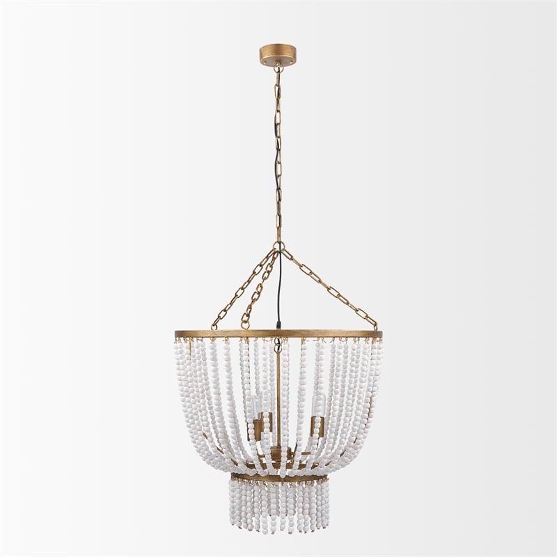 Mercana Rhone Gold Metal And Wood Beaded Chandelier