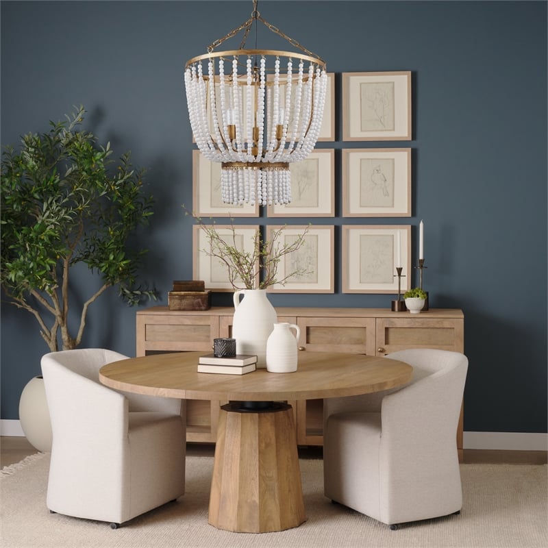 Mercana Rhone Gold Metal And Wood Beaded Chandelier