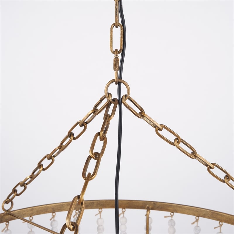 Mercana Rhone Gold Metal And Wood Beaded Chandelier