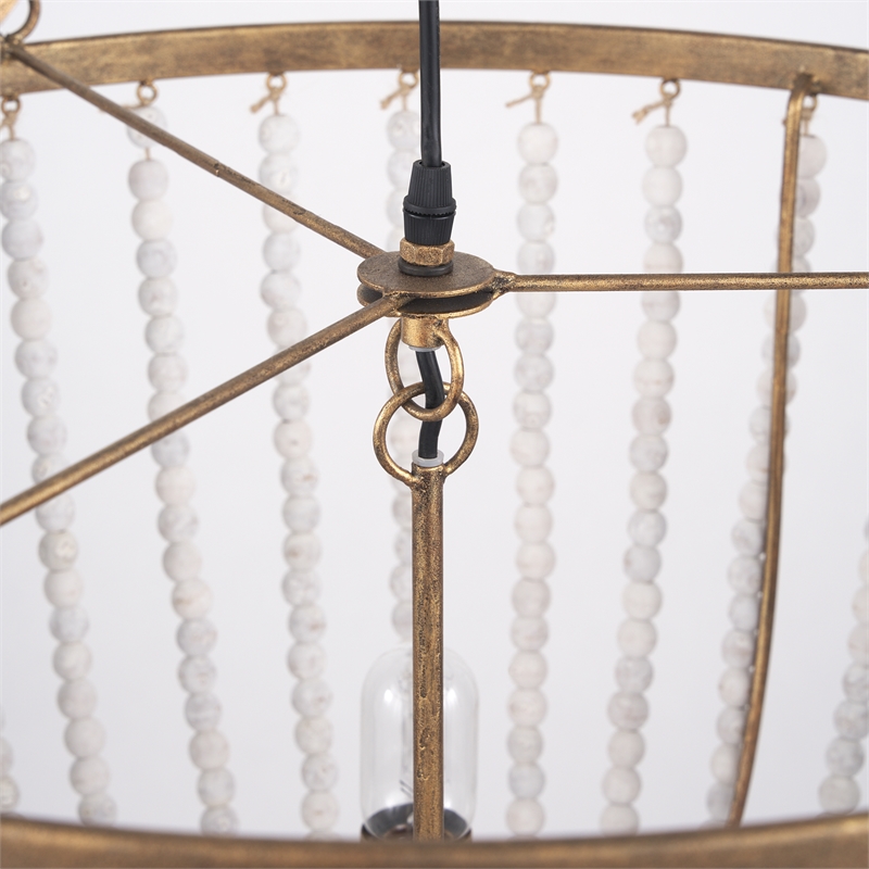 Mercana Rhone Gold Metal And Wood Beaded Chandelier
