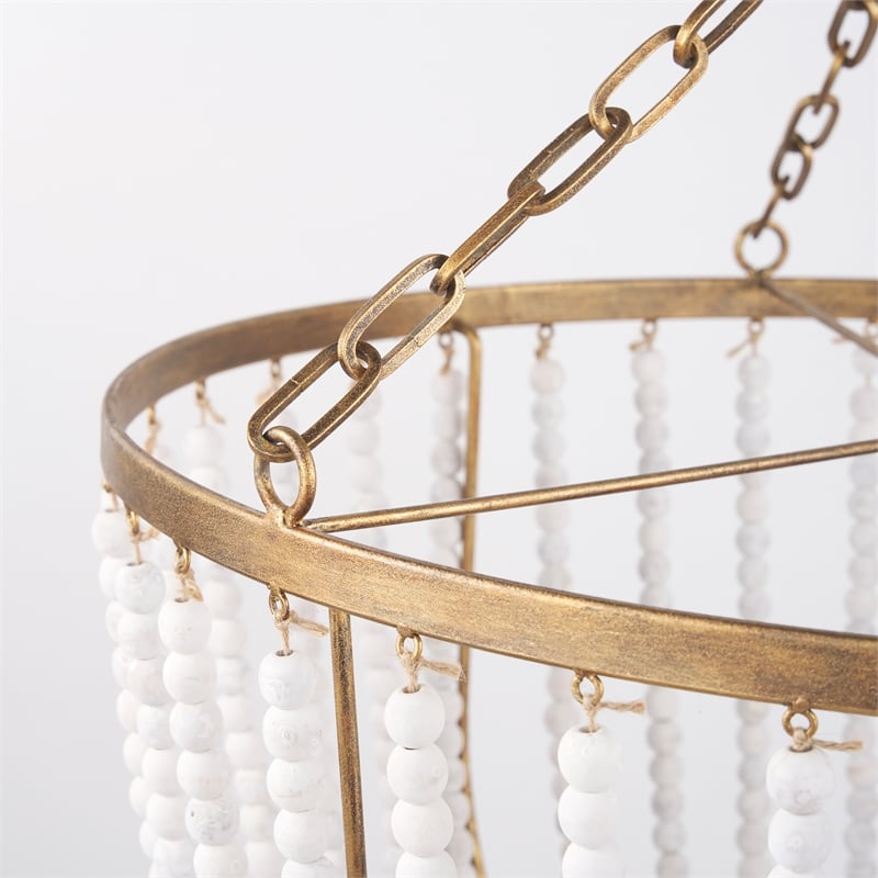 Mercana Rhone Gold Metal And Wood Beaded Chandelier