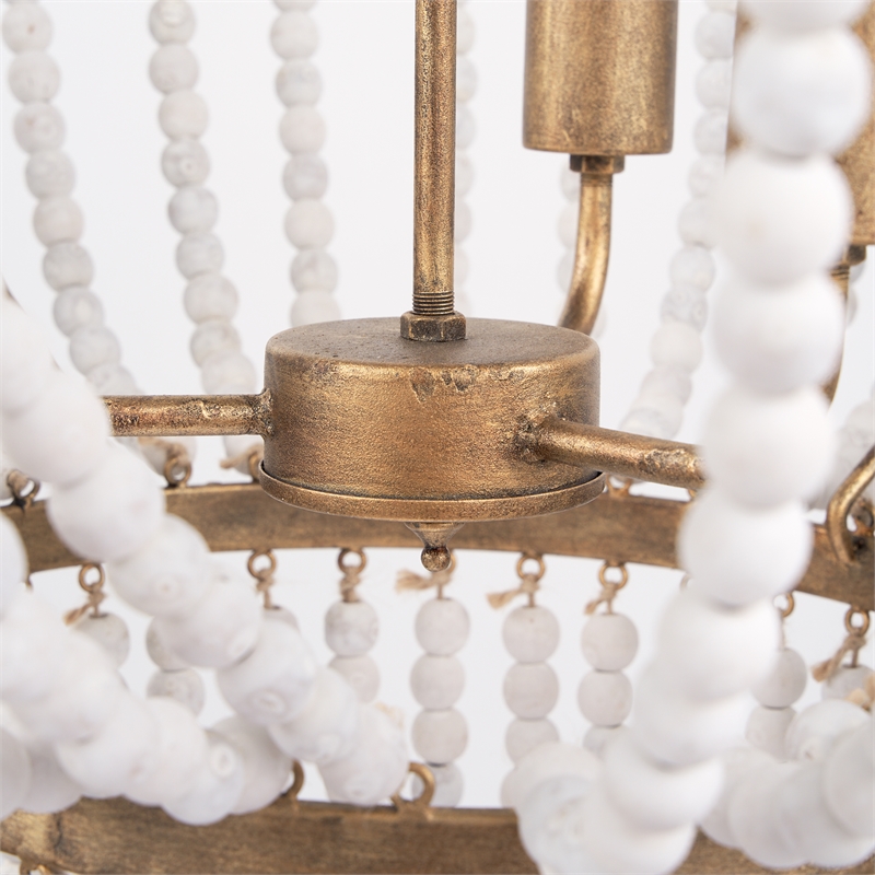 Mercana Rhone Gold Metal And Wood Beaded Chandelier
