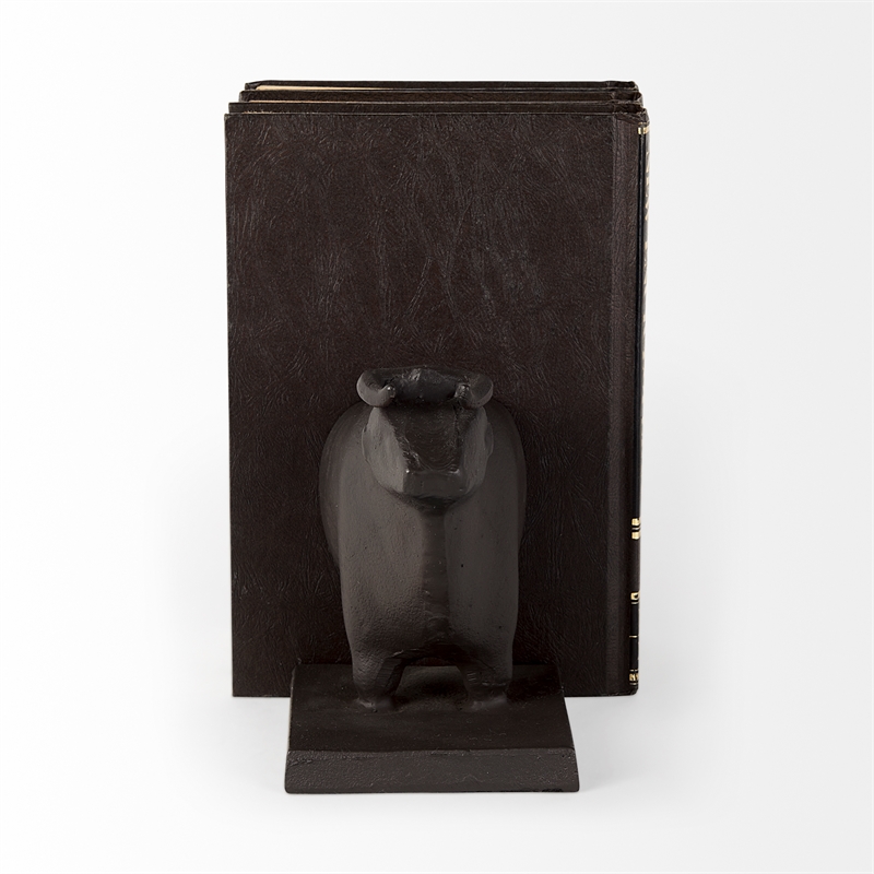 Mercana Taurus Iii 9L X 4W Black Cast Aluminum Bull Bookends (Set Of 2)