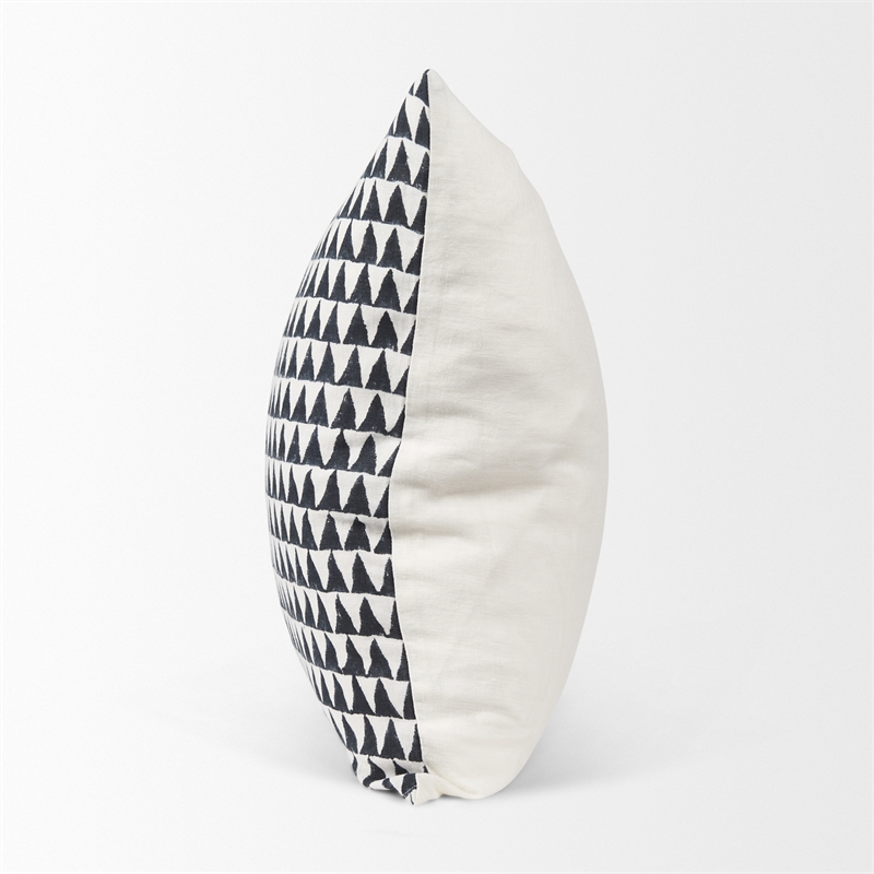 Mercana Jolie Cream W/ Black Print Linen Square Decorative Pillow Cover