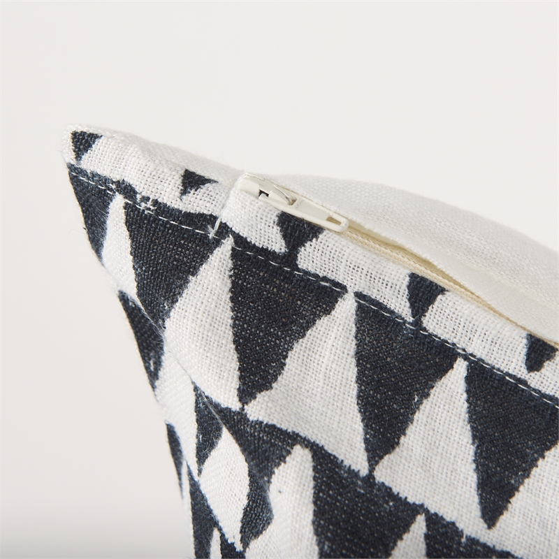 Mercana Jolie Cream W/ Black Print Linen Square Decorative Pillow Cover