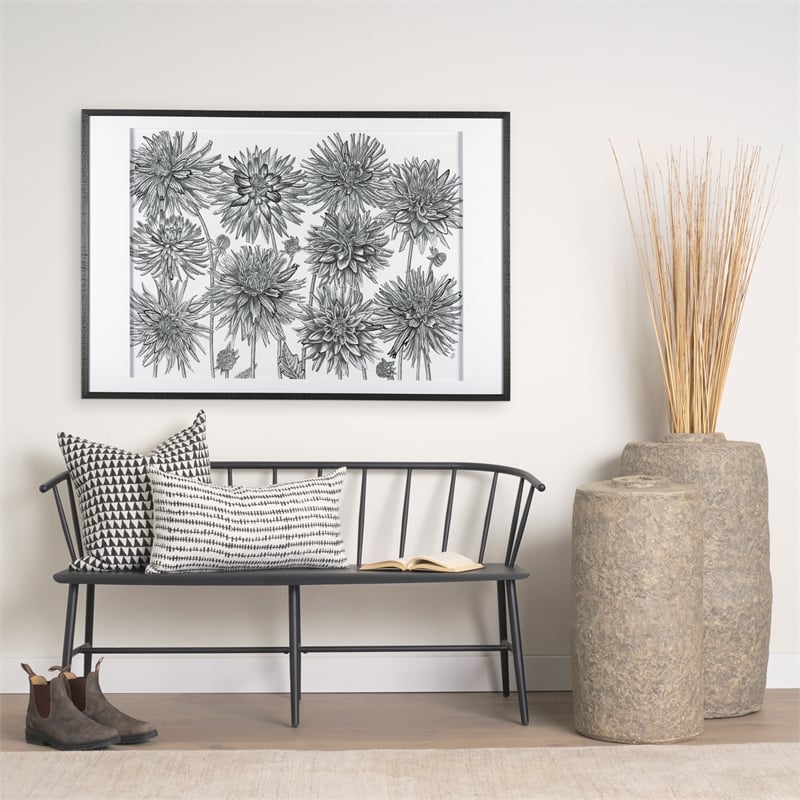 Mercana Jolie Cream W/ Black Print Linen Square Decorative Pillow Cover