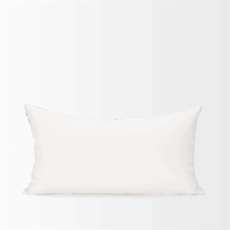 Mercana Jolie Cream W/ Black Print Linen Lumbar Decorative Pillow Cover