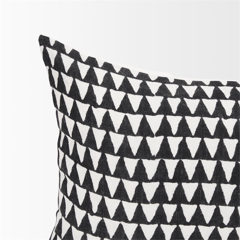 Mercana Jolie Cream W/ Black Print Linen Lumbar Decorative Pillow Cover