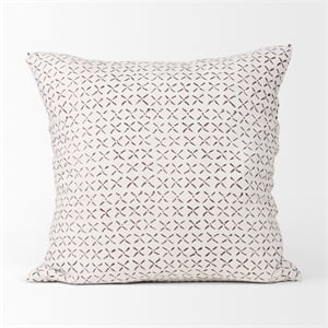 Mercana Jayden Cream W/ Merlot Print Linen Square Decorative Pillow Cover