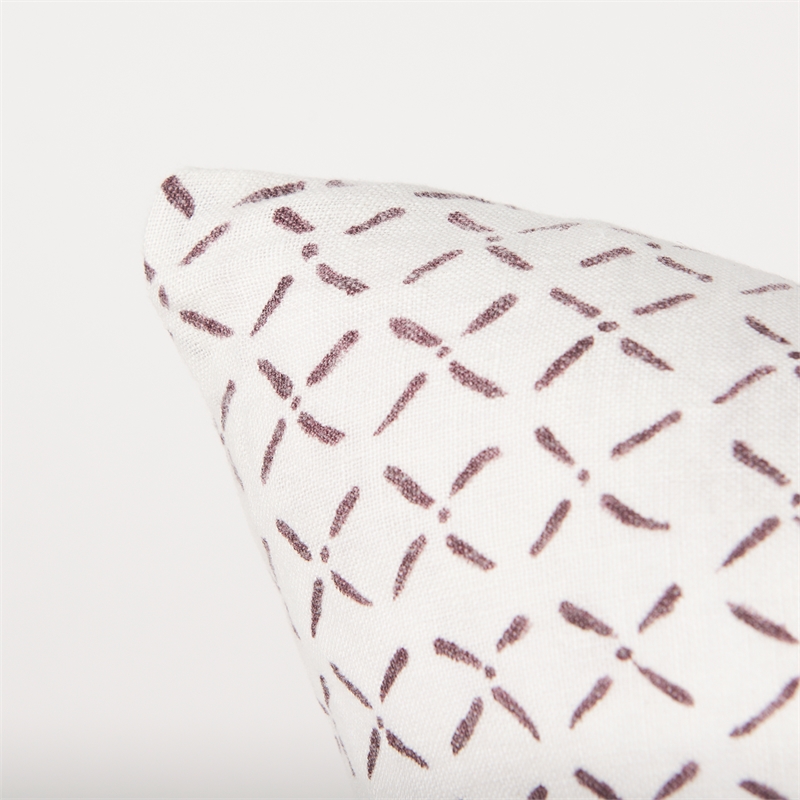 Mercana Jayden Cream W/ Merlot Print Linen Square Decorative Pillow Cover