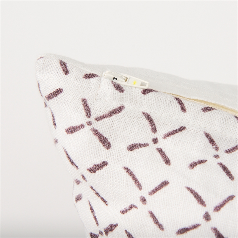 Mercana Jayden Cream W/ Merlot Print Linen Square Decorative Pillow Cover