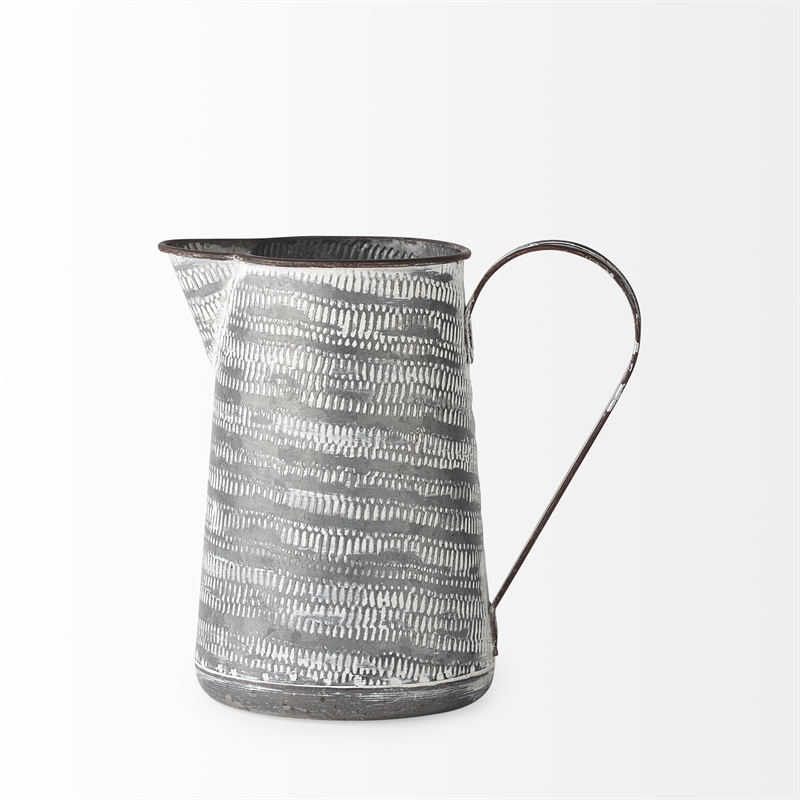 Mercana Serena I 8H Small Gray/White Textured Metal Jug