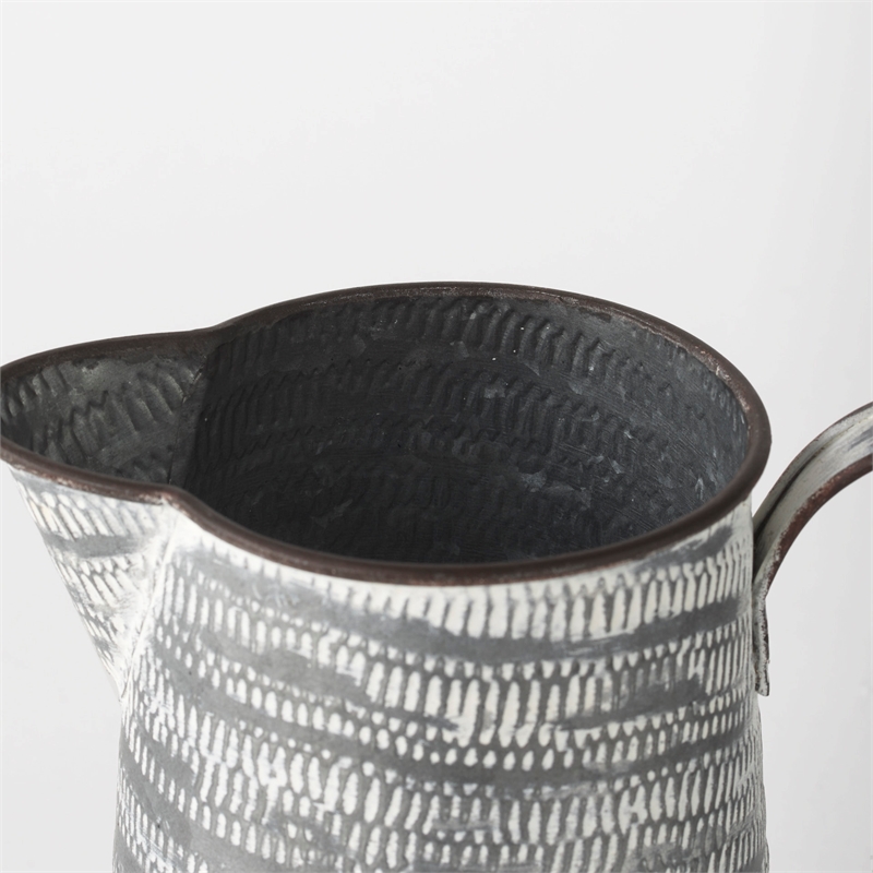 Mercana Serena I 8H Small Gray/White Textured Metal Jug