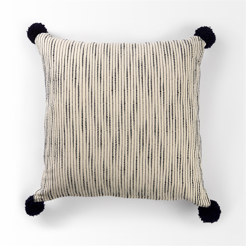 Mercana Krystal 18 X 18 Cream/Black Pom Pom Decorative Pillow Cover