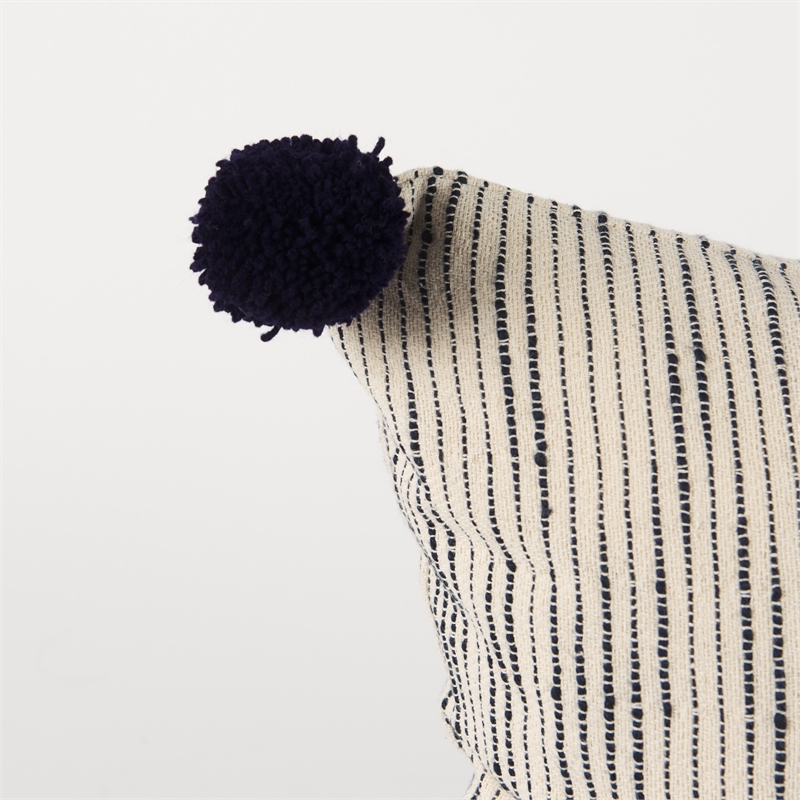 Mercana Krystal 18 X 18 Cream/Black Pom Pom Decorative Pillow Cover