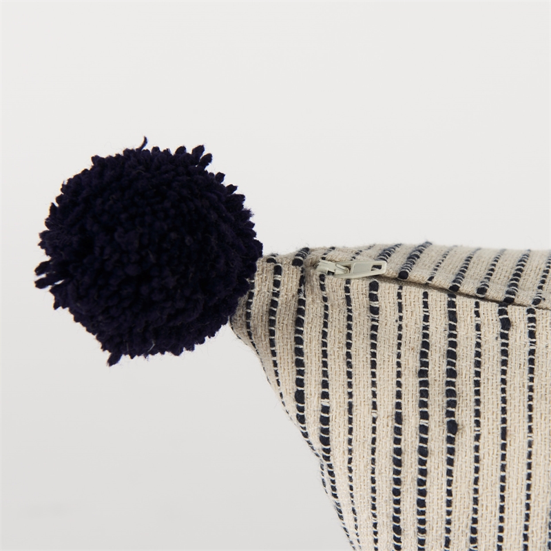 Mercana Krystal 18 X 18 Cream/Black Pom Pom Decorative Pillow Cover