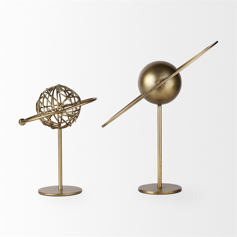 Mercana Atlas 10.0L X 8.0W X 12.0H Gold Metal Solar System Ornament