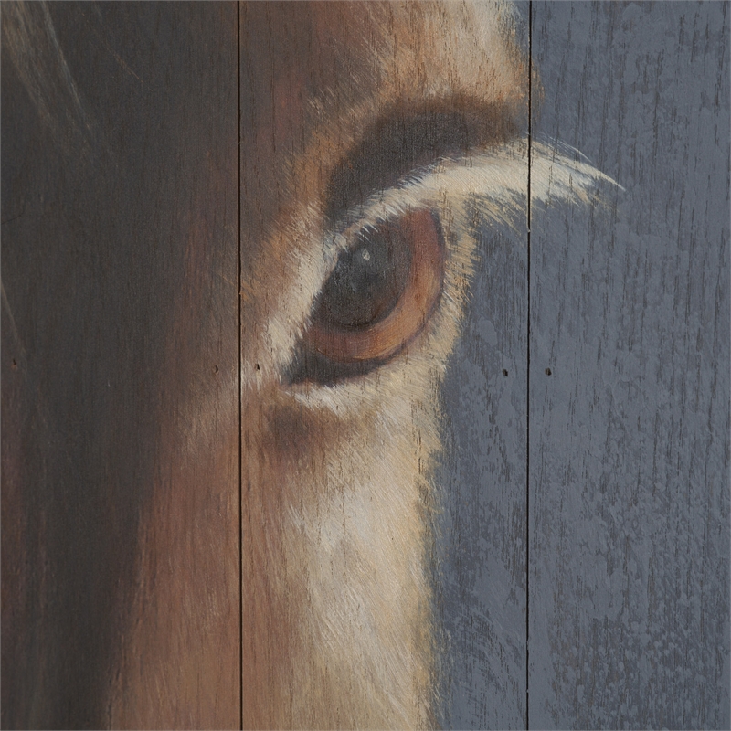 Mercana Hennessy 24X68 Brown Horse On Wood Oil Painting in Brown