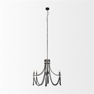 Mercana Selma Black Wood Bead And Metal Chandelier