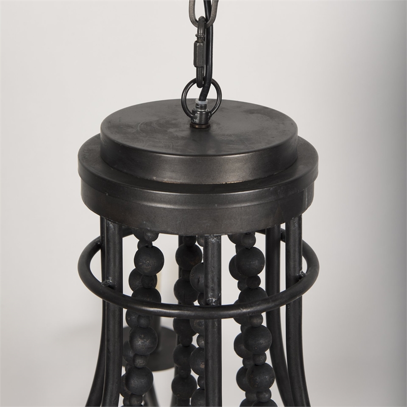 Mercana Selma Black Wood Bead And Metal Chandelier