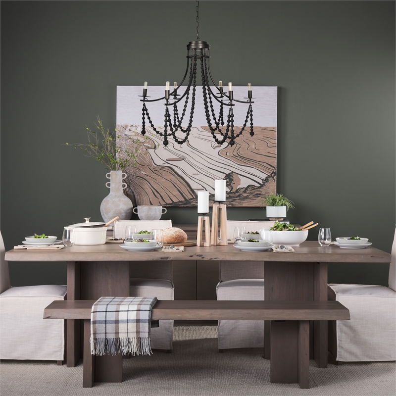 Mercana Selma Black Wood Bead And Metal Chandelier