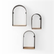 Mercana Finley Set Of 3 Black Metal W/Wood Wall Shelves