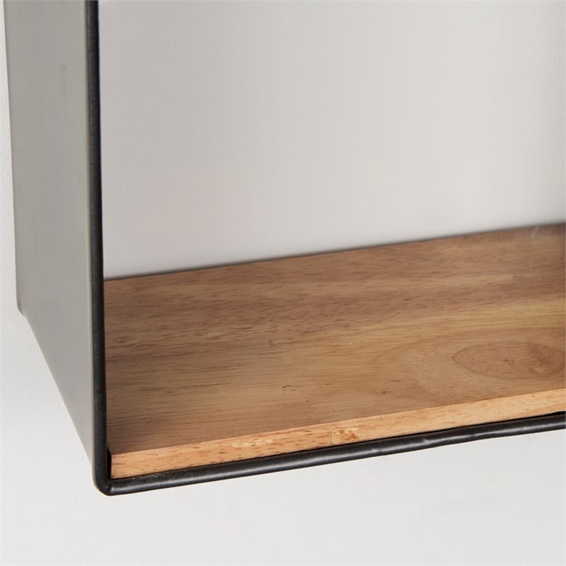 Mercana Finley Set Of 3 Black Metal W/Wood Wall Shelves
