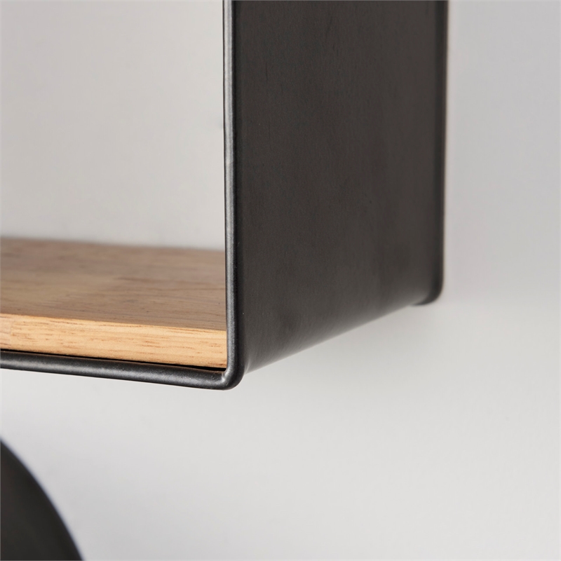 Mercana Finley Set Of 3 Black Metal W/Wood Wall Shelves
