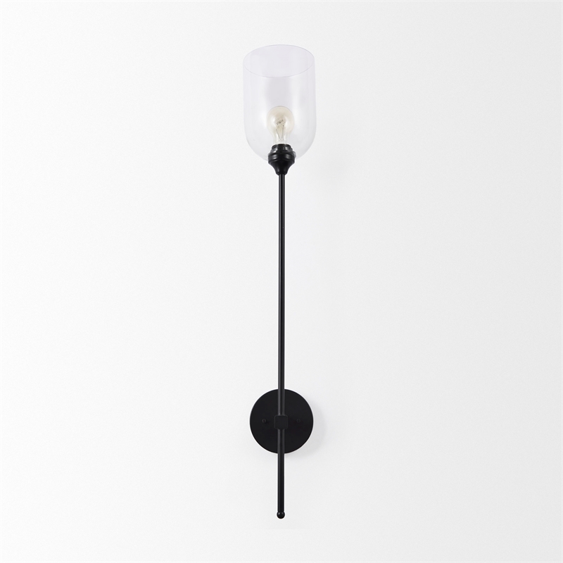 Mercana Clyde 6.0L X 8.0W X 37.0H Matte Black W/Glass Round Wall Sconce