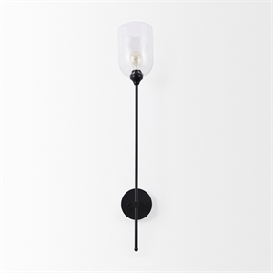 Mercana Clyde 6.0L X 8.0W X 37.0H Matte Black W/Glass Round Wall Sconce