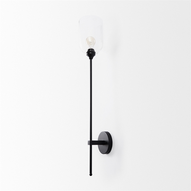 Mercana Clyde 6.0L X 8.0W X 37.0H Matte Black W/Glass Round Wall Sconce