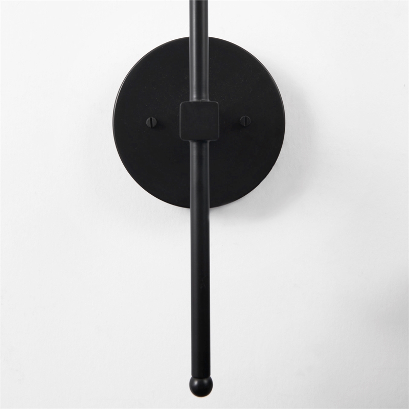 Mercana Clyde 6.0L X 8.0W X 37.0H Matte Black W/Glass Round Wall Sconce