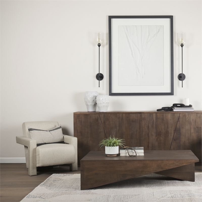 Mercana Clyde 6.0L X 8.0W X 37.0H Matte Black W/Glass Round Wall Sconce