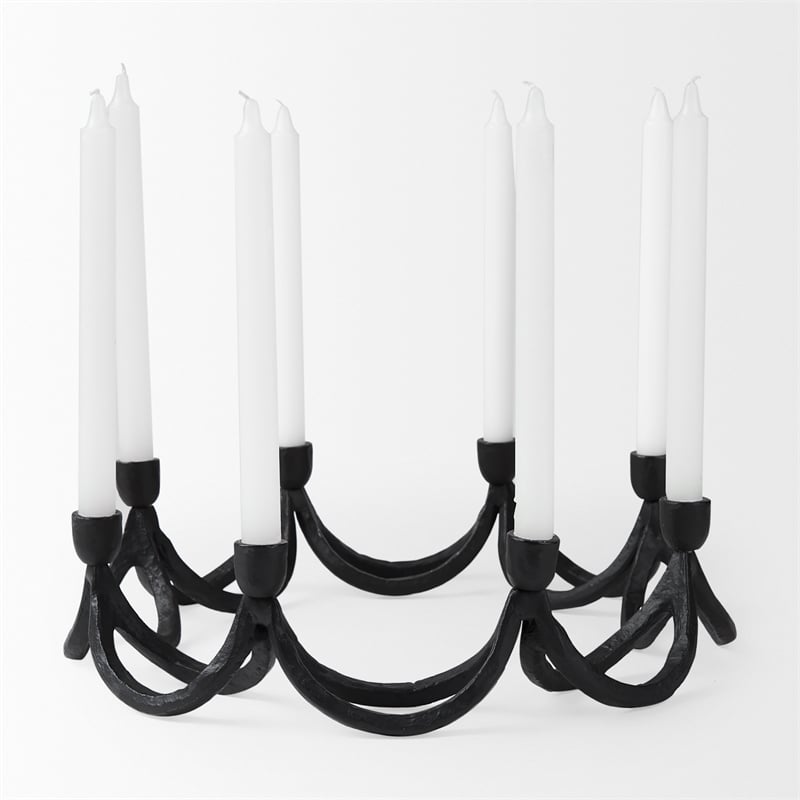 Mercana Seraph Round Candle Holder in Black