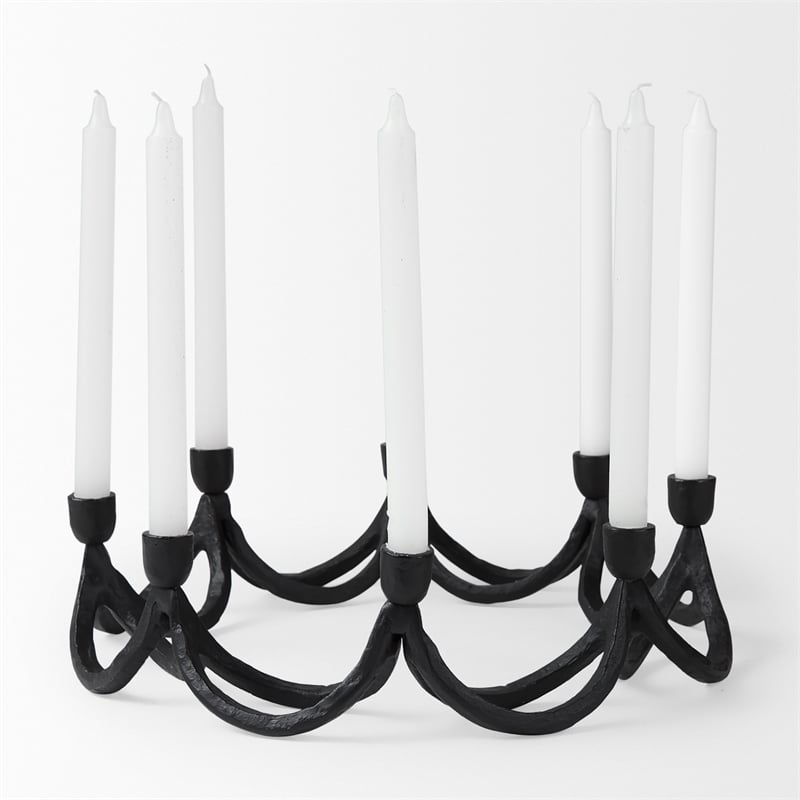 Mercana Seraph Round Candle Holder in Black
