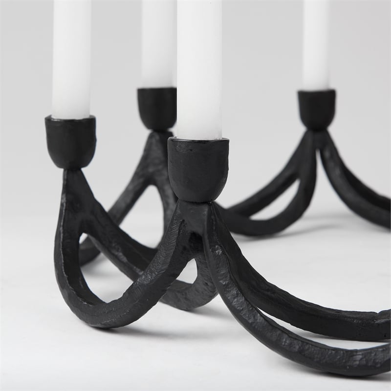 Mercana Seraph Round Candle Holder in Black