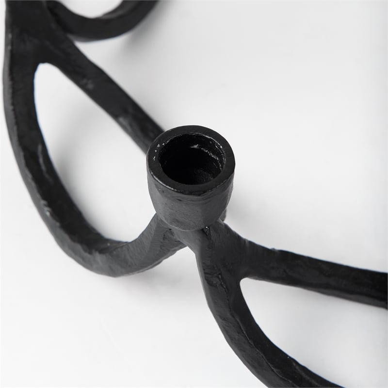 Mercana Seraph Round Candle Holder in Black