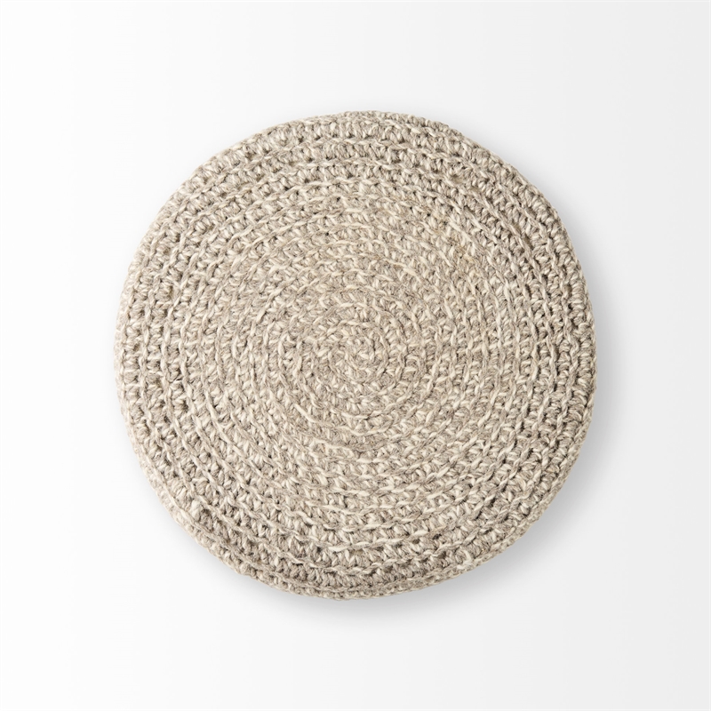 Mercana Bina 24.0L X 24.0W X 14.0H Light Gray 4 Legged Wool Stool