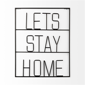 Mercana Let'S Stay Home Metal Wall Sign Cut-Out Typography in Black