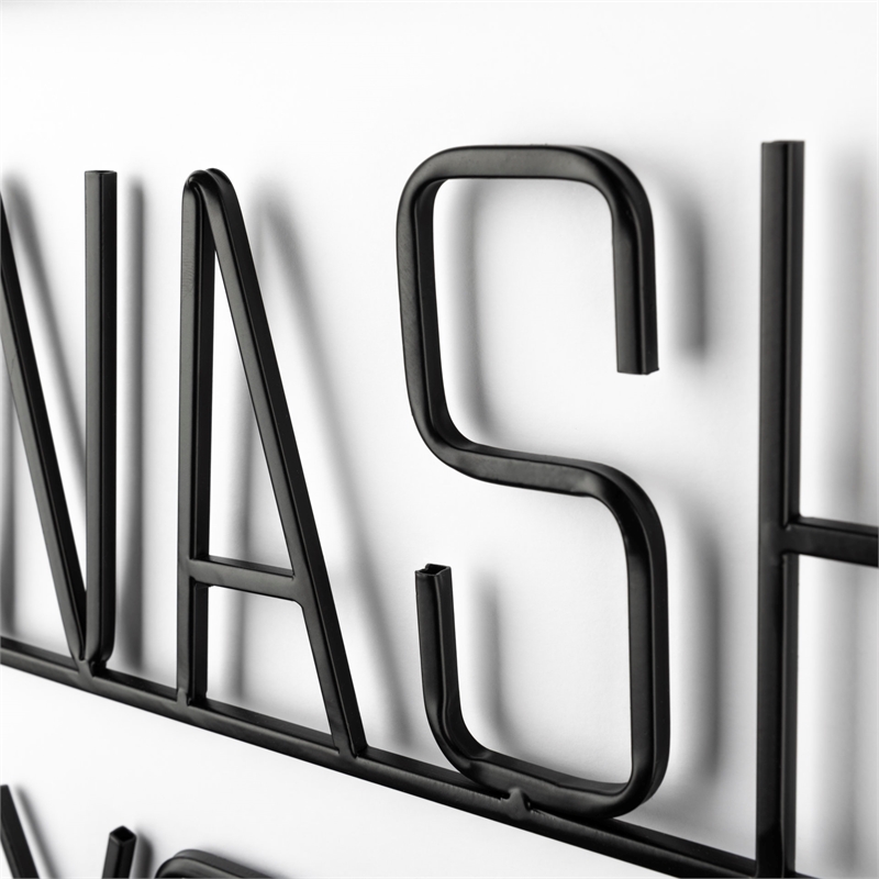 Mercana Wash Your Hands Metal Wall Sign Cut-Out Typography in Black