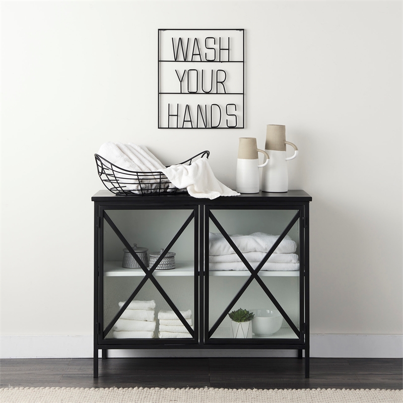 Mercana Wash Your Hands Metal Wall Sign Cut-Out Typography in Black