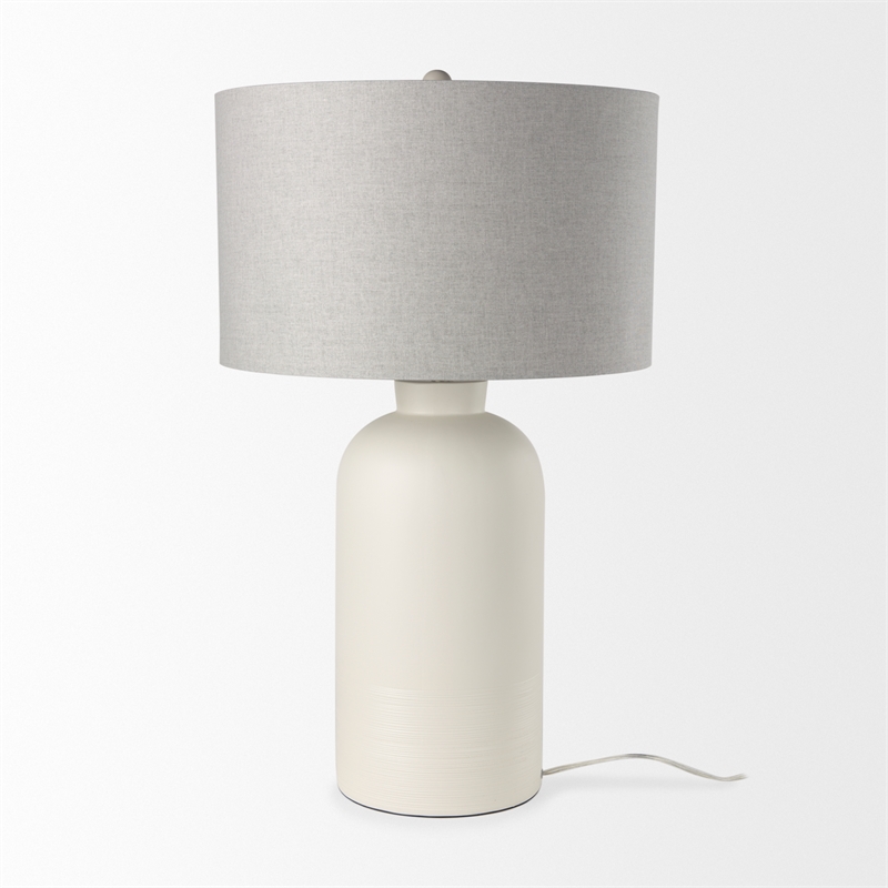Mercana Cato 20.0L X 20.0W X 33.5H Cream Base W/White Shade Table Lamp