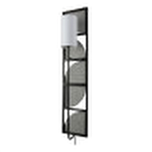 mercana navin black metal body white fabric shade rectangular wall sconce