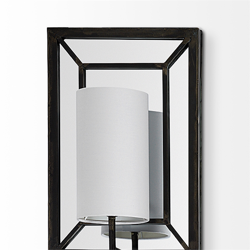 Mercana Noah 12.2X55 Black Metal W/White Fabric Shade Rectangular Wall Sconce