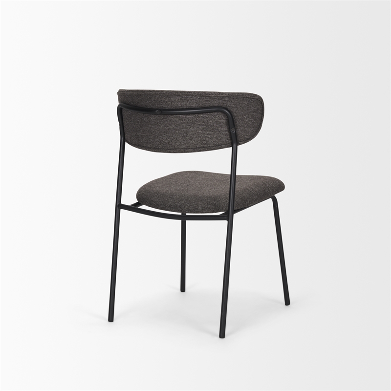 Mercana Corey Dining Chair W/ Gray Fabric & Matte Black Metal Set of 2