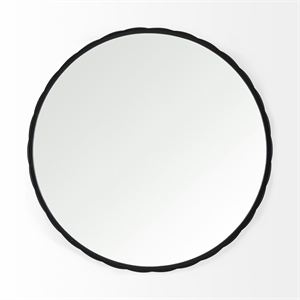 Mercana Adelaide 29.7&quotBlack Metal Scallop Edge Round Mirror