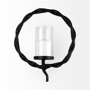 Mercana Rizwan Black Aluminum Braided Circular Candle Holder