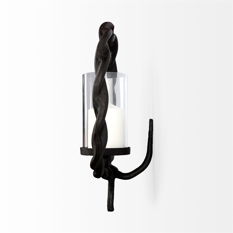 Mercana Rizwan Black Aluminum Braided Circular Candle Holder