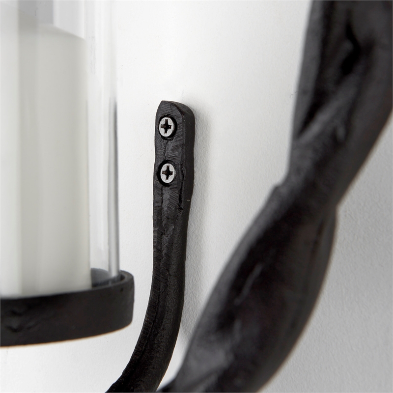 Mercana Rizwan Black Aluminum Braided Circular Candle Holder